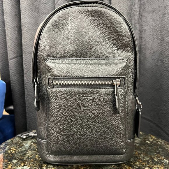 NWT COACH Crossbody Backpack Black Leather